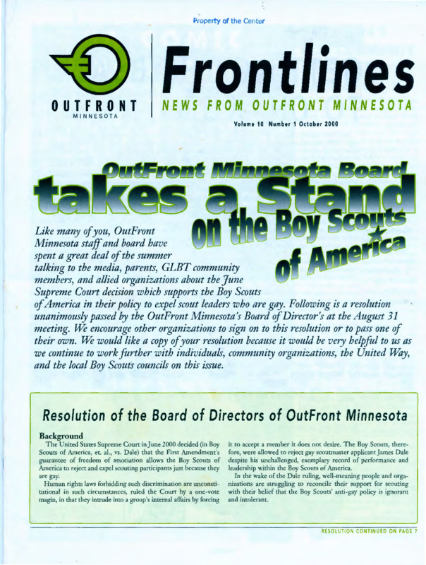 Frontlines : v.10:no.1(2000:Oct.)
