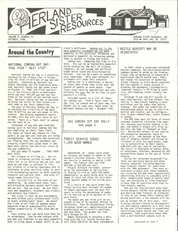 Herland Sister Resources : v.5: no.10(1988)
