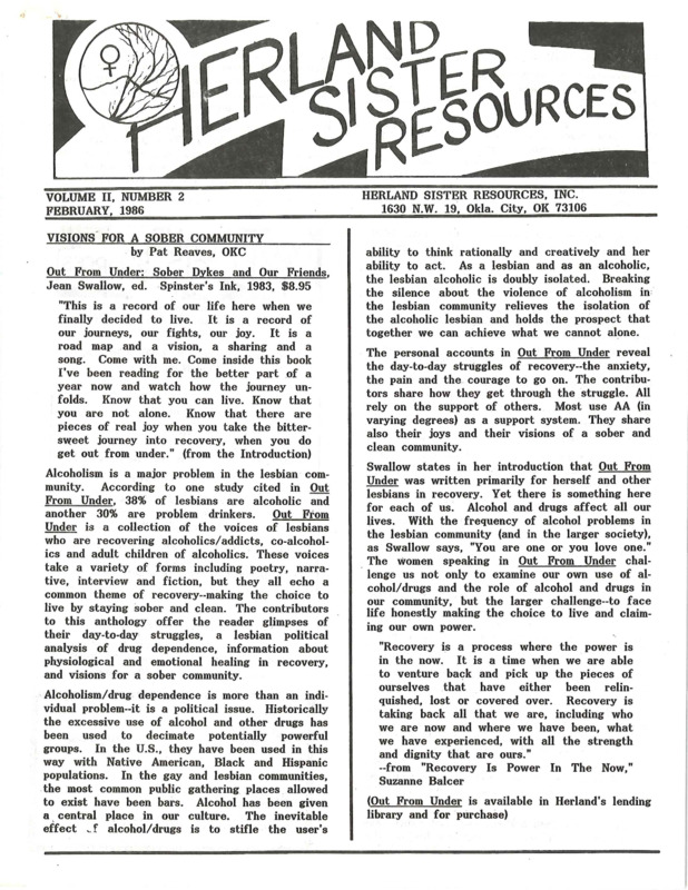 Herland Sister Resources : v.2: no.2(1986)