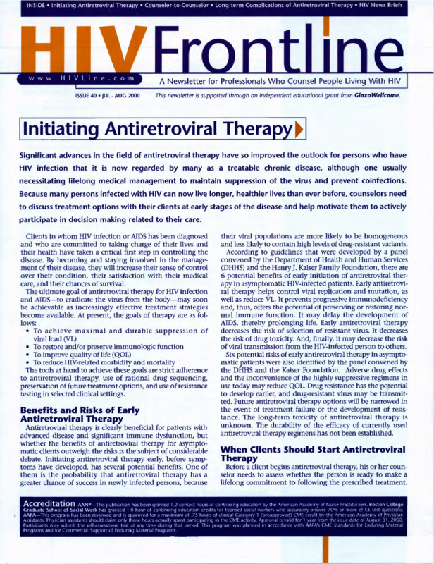 HIV Frontline : no.40(2000:Jul./Aug.)