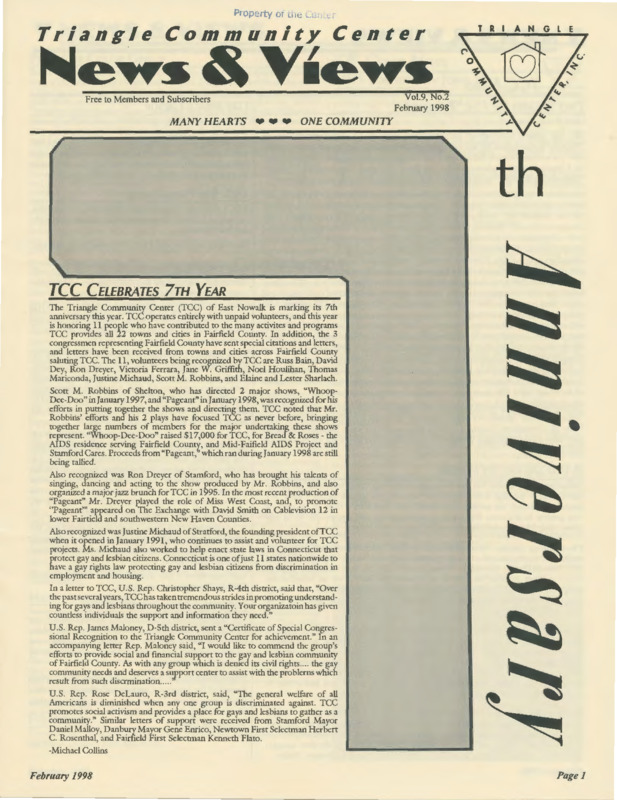Triangle Community Center News & Views : v.9:no2(1998:Feb.)