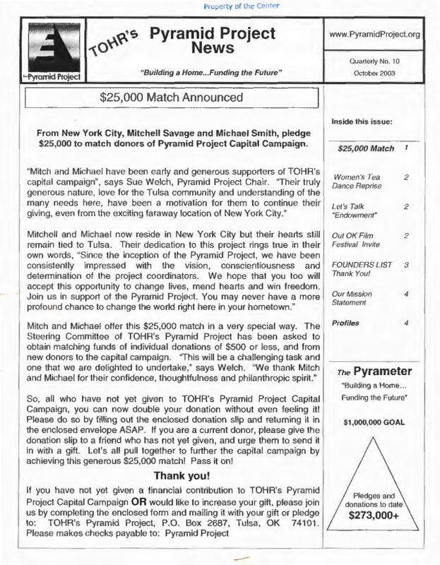 TOHR Pyramid Project News : no.10(2003:Oct.)