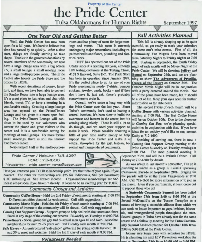 Pride Center News : (1997:Sept.)
