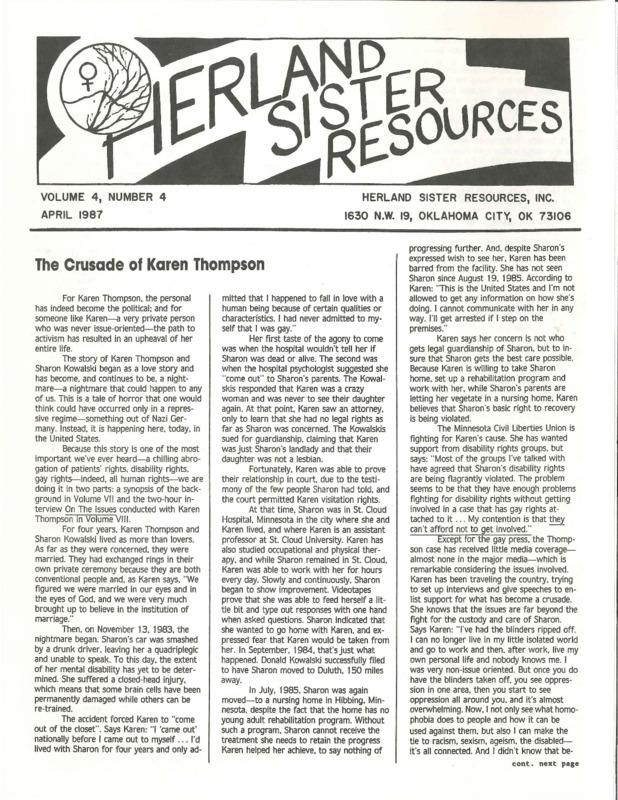 Herland Sister Resources : v.4: no.4(1987)