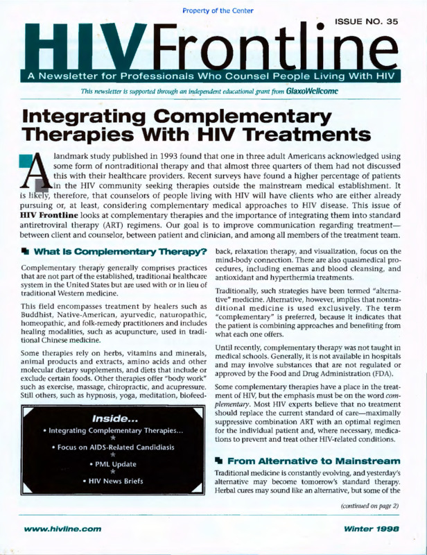 HIV Frontline : no.35(1998:Winter)