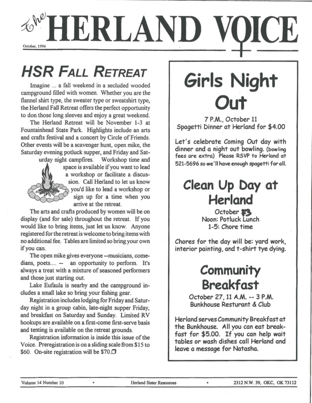 The Herland Voice : v.14: no.10(1996)