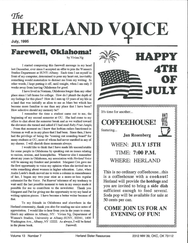 The Herland Voice : v.13: no.7(1995)