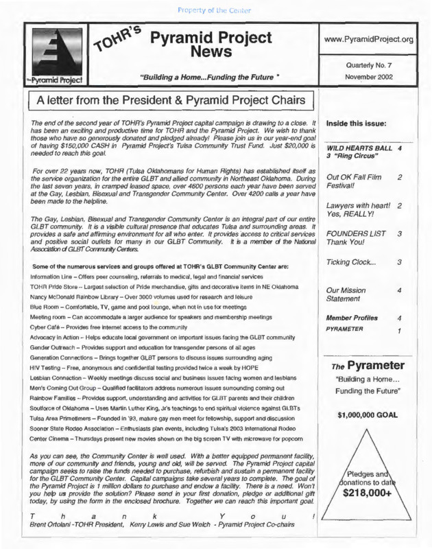 TOHR Pyramid Project News : no.7(2002:Nov.)