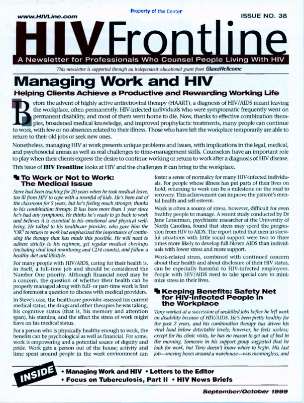 HIV Frontline : no.38(1999:Sept./Oct.)
