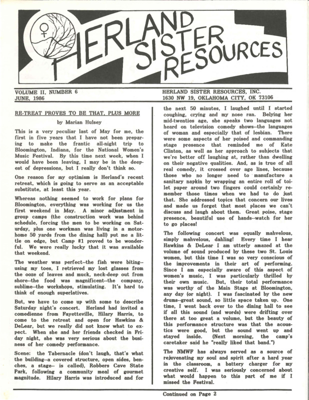 Herland Sister Resources : v.2: no.6(1986)