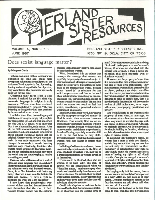 Herland Sister Resources : v.4: no.6(1987)