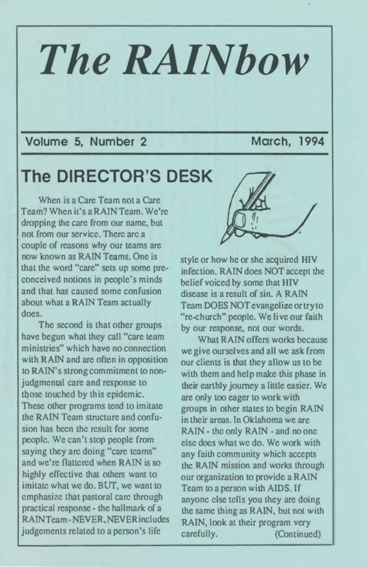 The RAIN bow: A Publication of Regional AIDS Interfaith Network