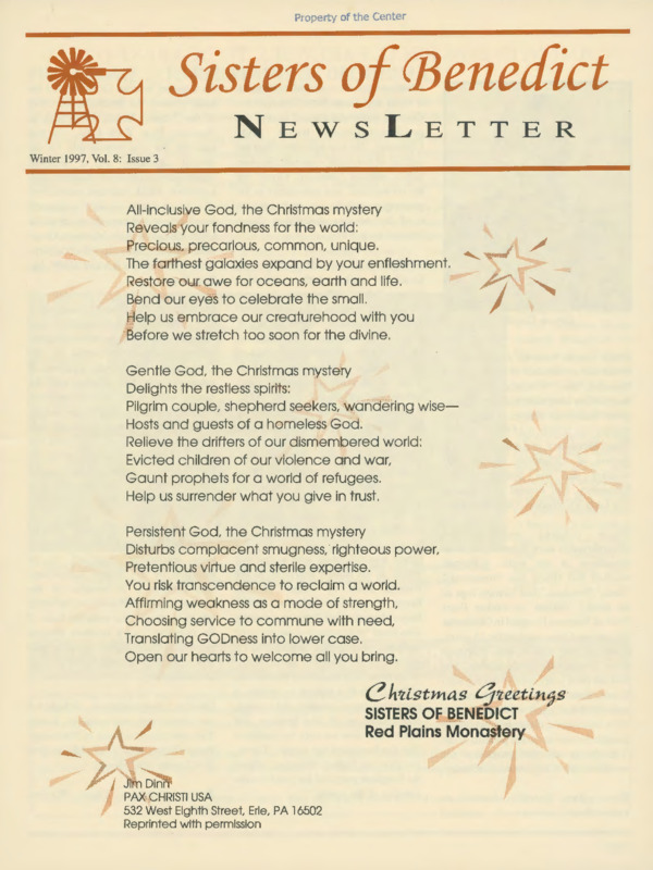 Sisters of Benedict Newsletter : v.8:no.3(1997:Winter)