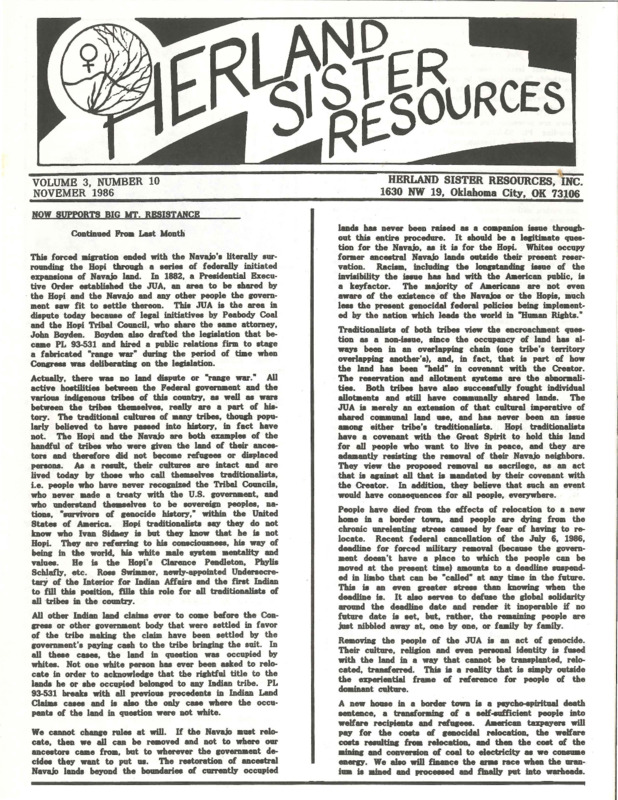 Herland Sister Resources : v.3: no.10(1986)