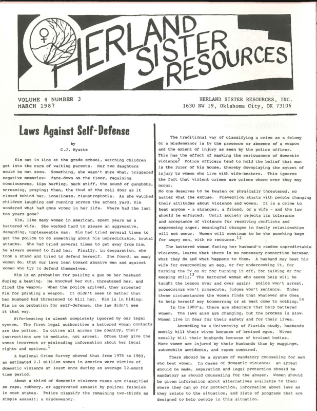 Herland Sister Resources : v.4: no.3(1987)