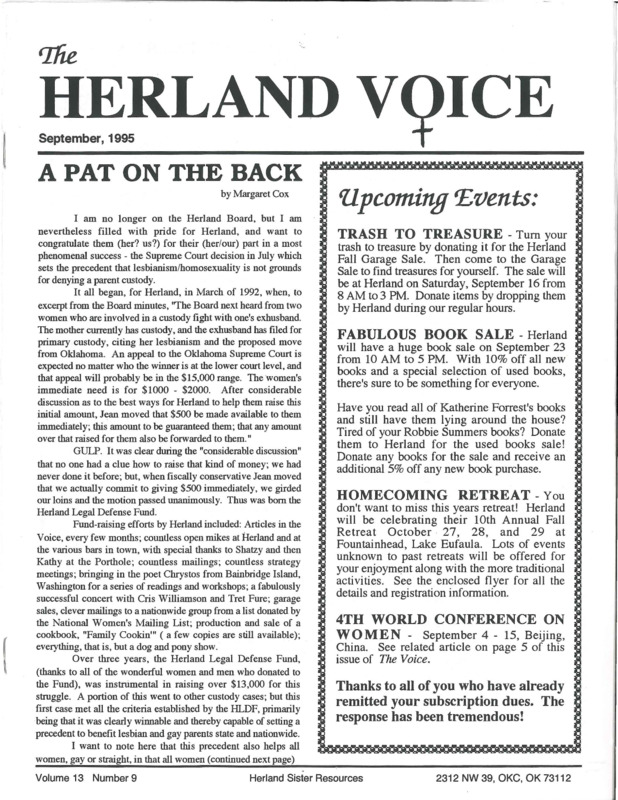 The Herland Voice : v.13: no.9(1995)