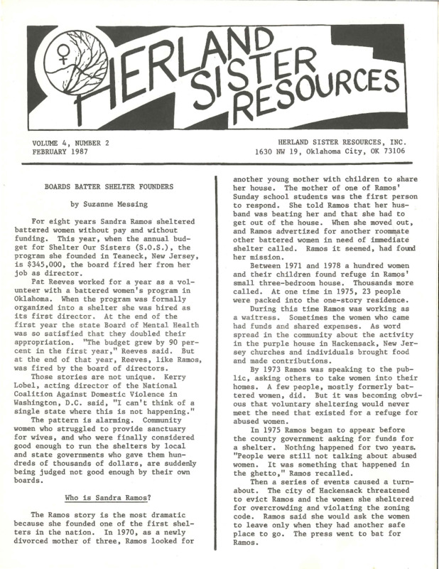 Herland Sister Resources : v.4: no.1(1987)
