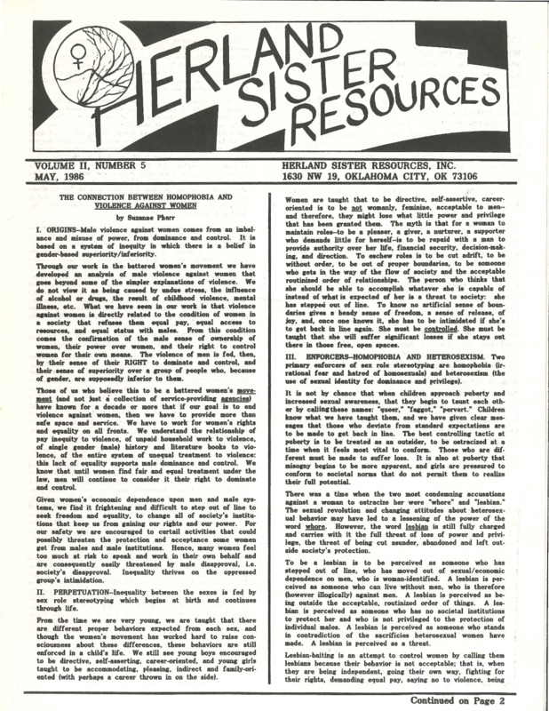 Herland Sister Resources : v.2: no.5(1986)