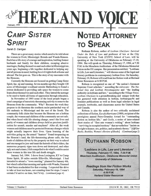 The Herland Voice : v.11: no.2(1994)