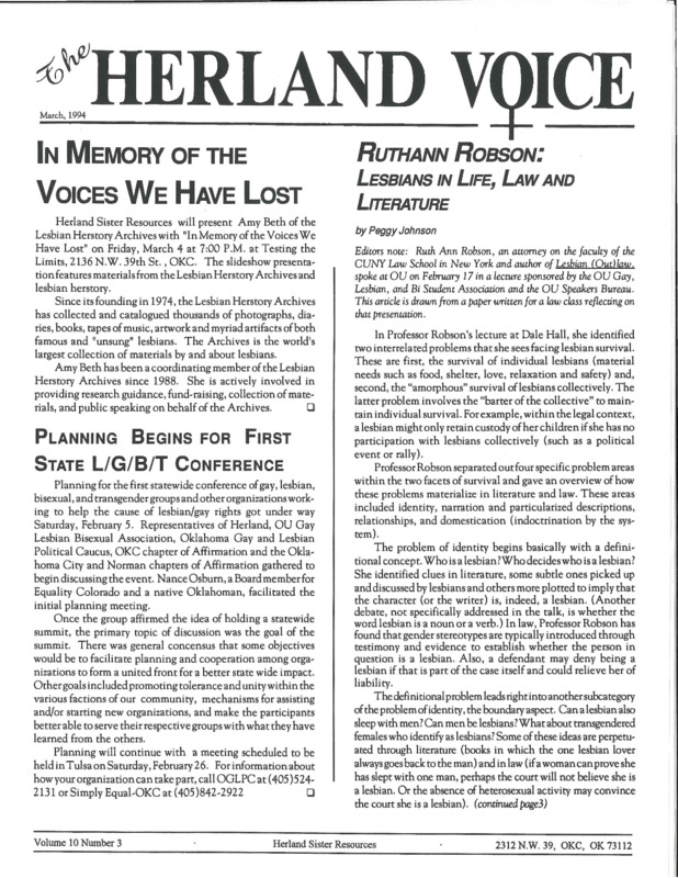 The Herland Voice : v.11: no.3(1994)