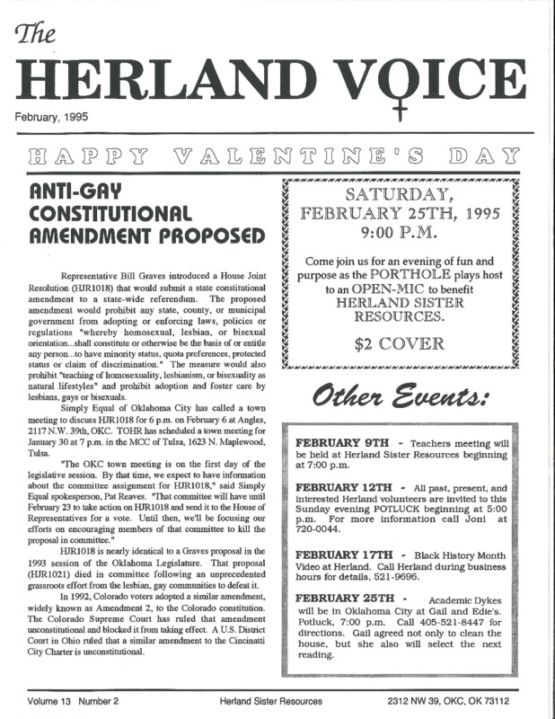 The Herland Voice : v.13: no.2(1995)