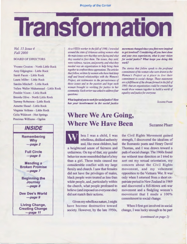 Transformation : v.15:no.4(2000:Fall)