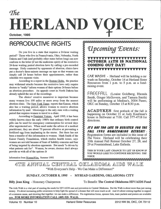 The Herland Voice : v.13: no.10(1995)