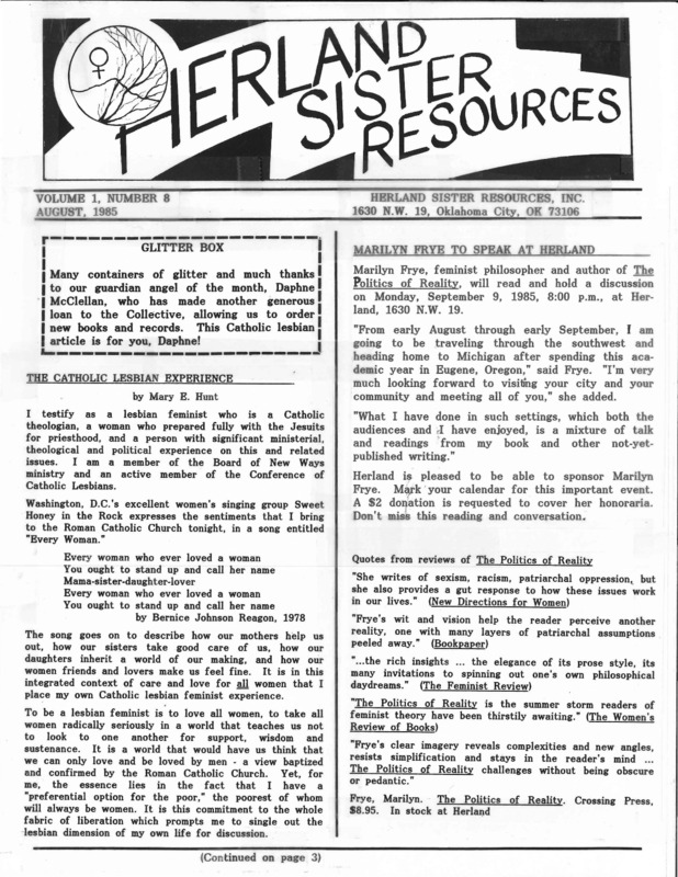 Herland Sister Resources : v.1: no.8(1985)