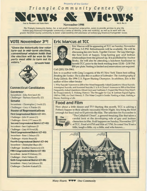 Triangle Community Center News & Views : v.9:no11(1998:Nov.)