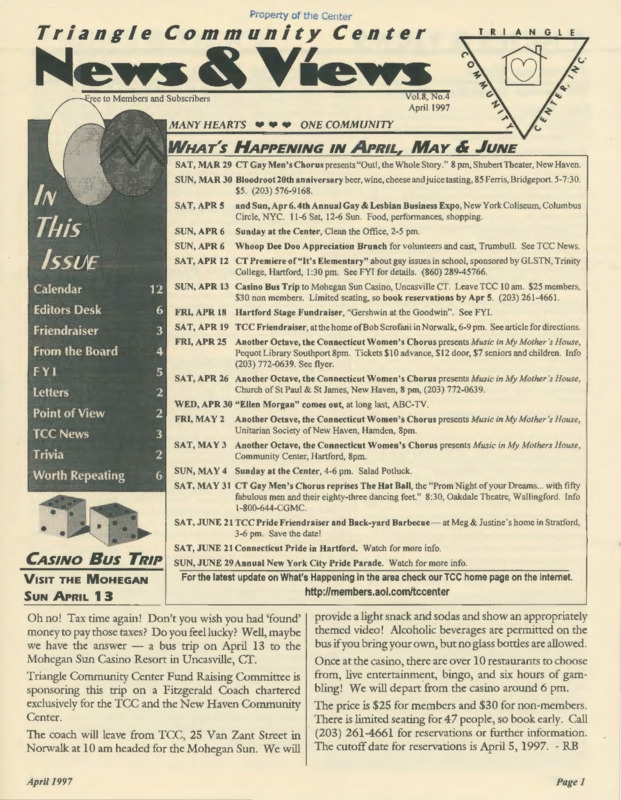 Triangle Community Center News & Views : v.8:no.4(1997:Apr.)