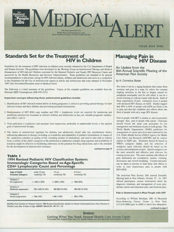 Medical Alert : no.1(1998)