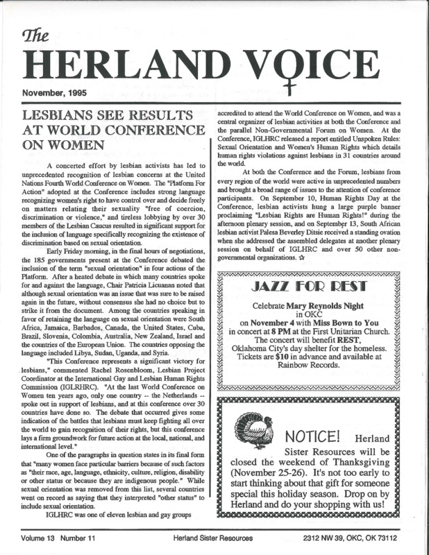 The Herland Voice : v.13: no.11(1995)