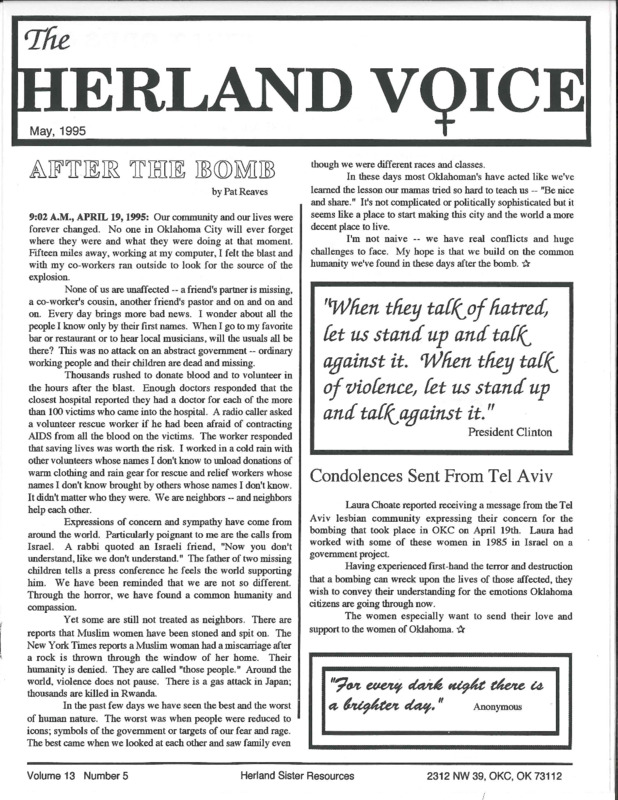 The Herland Voice : v.13: no.5(1995)