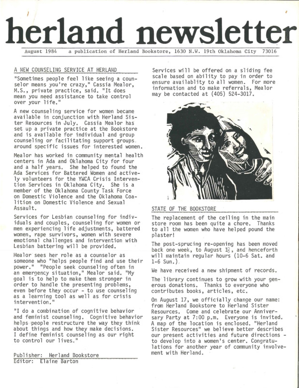 Herland Newsletter : Aug. 1984