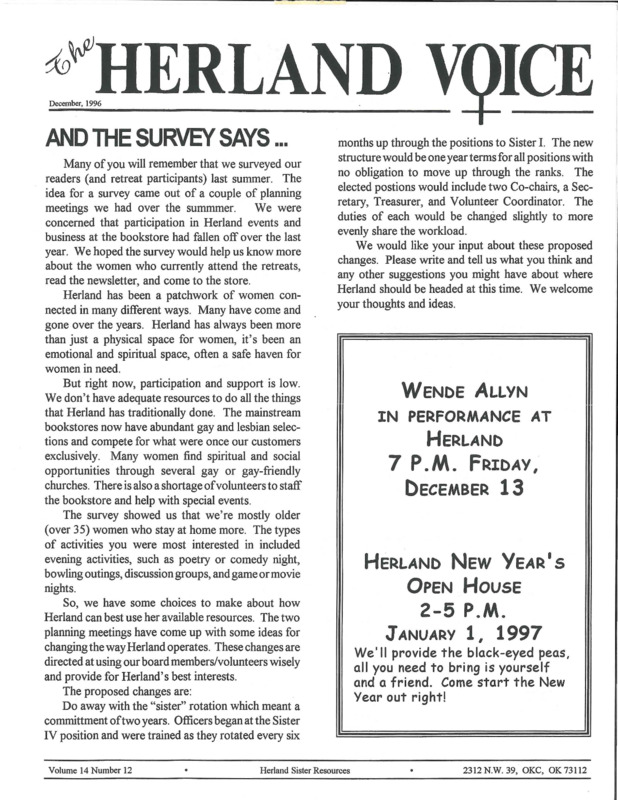 The Herland Voice : v.14: no.12(1996)