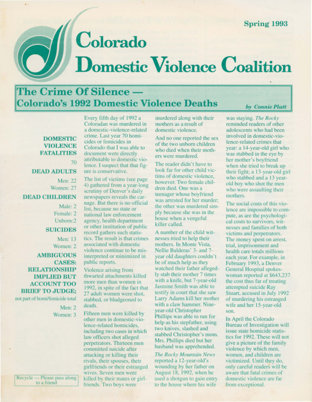 Colorado Domestic Violence Coalition : 1992