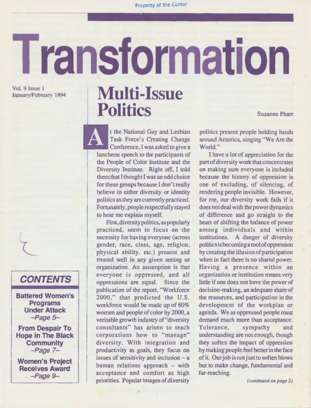Transformation : v.9:no.1(1994:Jan./Feb.)