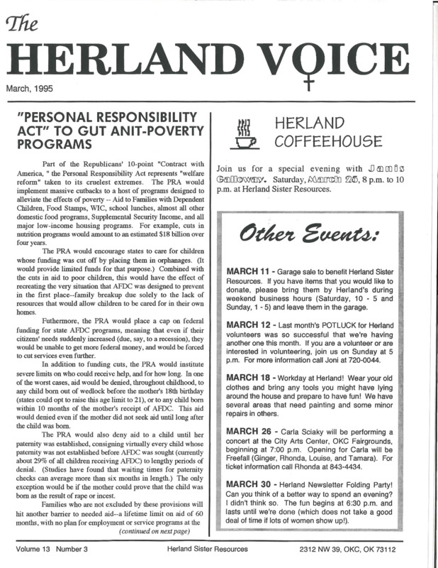 The Herland Voice : v.13: no.3(1995)